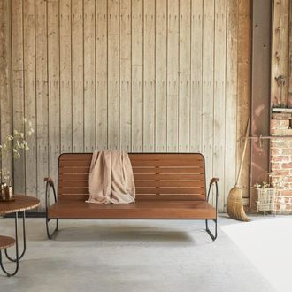 Tikamoon Banco de jard&iacute;n de acacia maciza de 3 plazas