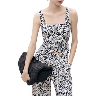 Mango Coco Sleeveless Linen Blend Button-Up Shirt in Ecru at Nordstrom Rack, Size X-Small