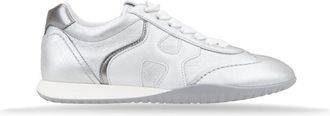 Hogan Gelamineerde leren vetersneakers - Dames - Sneakers - Grijs - 34 1/2 EU - Leer - Schoenen