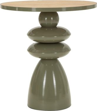 Mauro Ferretti Mesa met&aacute;lica con tablero de madera, &oslash; 45,5 x 49 cm