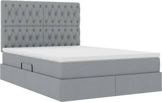 vidaXL Bed with Mattress Light Grey 140 x 190 cm Polyester vidaXL