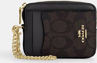 Coach Zip Card Case In Signature Canvas