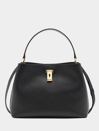 Bally Lock Me Top Handle Bag in Grained Leather in Black at Nordstrom