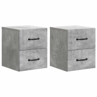vidaXL Mesita De Noche De Pared 2 Pcs Gris Hormig&oacute;n 34,5 X 33 X 40 Cm Vidaxl