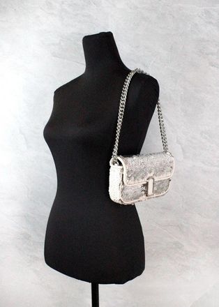 Marc Jacobs Sequined Leather Shoulder Bag - Cream