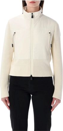 Moncler Hoodies & sweatvesten, Dames, Wit, L, Katoen, Gewatteerd Zip-Up Vest