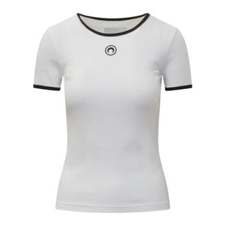 Marine Serre T-shirt bicolore con logo Moon - - Tops - Donna - Bianco - M