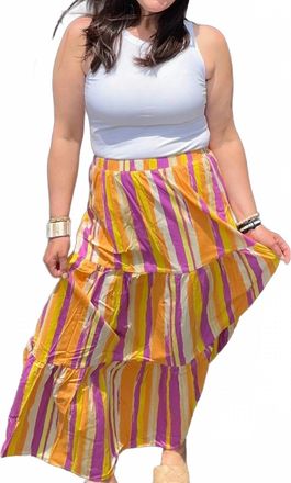 Flying Tomato Zoe Printed Poplin Maxi Skirt In Magenta Orange