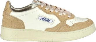Autry Sneakers, female, Yellow, 3 UK, Glitter Leather Trainers Medalist Style