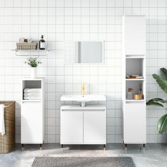 vidaXL Vidaxl - Set De Muebles De Ba&ntilde;o 3 Piezas Madera Contrachapada Blanco