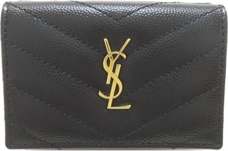 Saint Laurent Black Leather Wallet (Tri-Fold) (Pre-Owned)