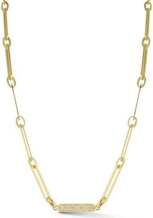 Sphera Milano Pav&eacute; Cubic Zirconia Bar Chain Necklace in Gold at Nordstrom Rack