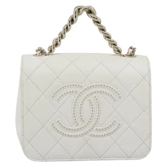 Chanel Beauty Begins Flap Quilted Lambskin White Leather Handbag (Pre-Owned)