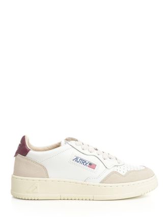 Autry Medalist Low Man Ll21 Leat/Leat Wht/Red. Sneakers Bianco-Uomo