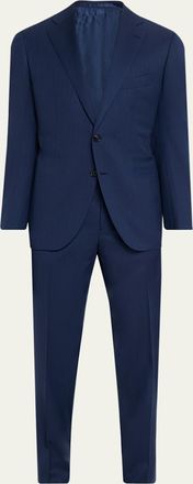 Cesare Attolini Mens Wool Chevron 130 Two-Piece Suit