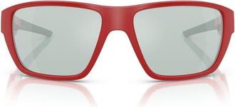 Ferrari 61mm Rectangular Sunglasses in Red /Mirror Blue at Nordstrom