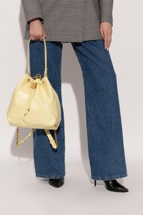 Balmain Leather Backpack, Womens, Yellow