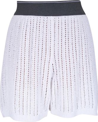 Brunello Cucinelli Shorts traforati in cotone - Bianco