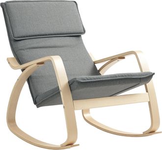 HOMCOM Comfortable Relax Rocking Chair With High Back - Grey | TJ Hughes
