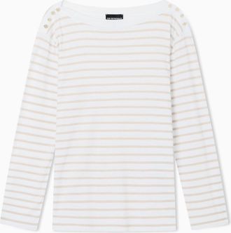 Emporio Armani Striped Modal Jersey Boat Neck Sweater