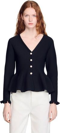 Sandro Peplum cardigan in Black at Nordstrom, Size X-Small