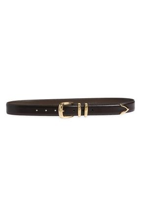 Favorite Daughter The Jordan Leather Belt in Dark Brown/gold at Nordstrom, Size Medium