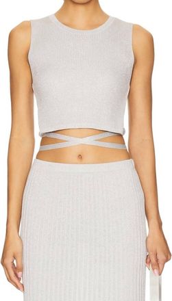 525 america Stevie Cropped Lurex Tie Tank In Glacier Grey