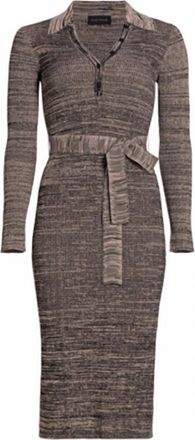 Elie Tahari Womens Polo Stretch Knit Midi Dress In Grey