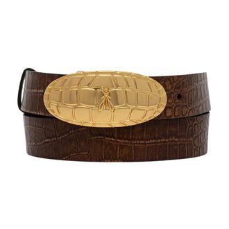 Patrizia Pepe Cintur&oacute;n de piel con grabado de cocodrilo - Accessories - Mujer - Marr&oacute;n - XS