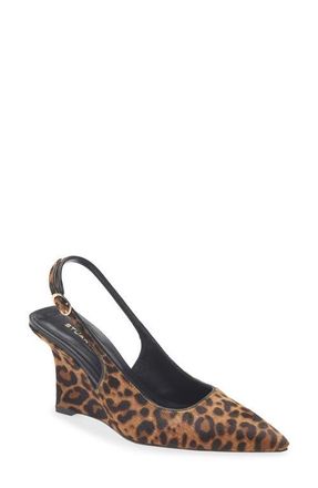 Stuart Weitzman The Vinnie Genuine Calf Hair Slingback Pump in Leopard Hair Calf at Nordstrom, Size 6.5