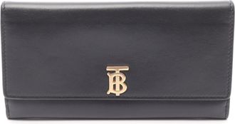 Burberry Black Leather Long Wallet (Bi-Fold) (Pre-Owned)
