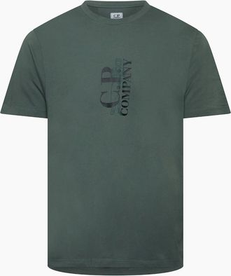 C.P. Company Mens 30/1 Jersey Vertical Logo T-Shirt - Green - Size: 40