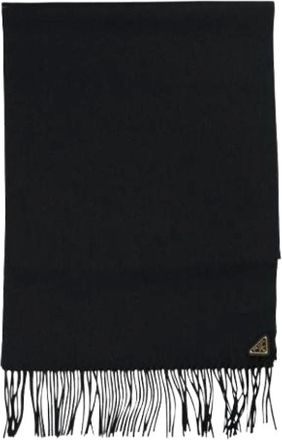 Prada Pre-owned Scarves, female, Black, Size: ONE SIZE Pre-owned Silk and Cashmere Scarf