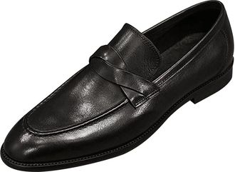 Generic Mens Leather Business Shoes Without Lacing Slip On Loafers Plain Toe Leather Shoe Flat Soft Sneakers Non Slip Causal Low Top Footwear for Formal Busin