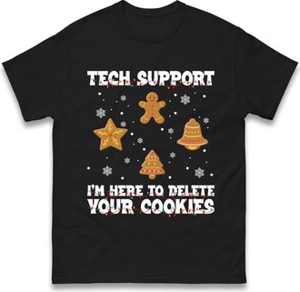 Generic Its Christmas T Shirt Funny Computer Cookies Christmas T-Shirt, Geeky IT Xmas Tee, Tech Humour Festive Top for Men Women Black