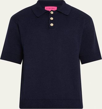 The Elder Statesman Mens Solid Knit Polo Shirt