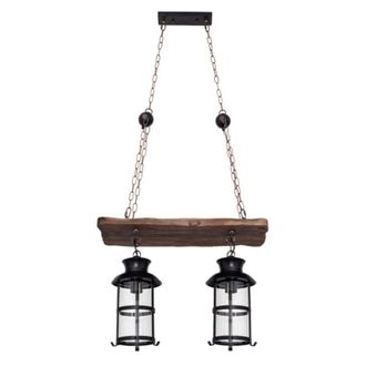Fabrilamp Lampara Colgante Rustico Cortijo 2xe27 Marron De Fabrilamp