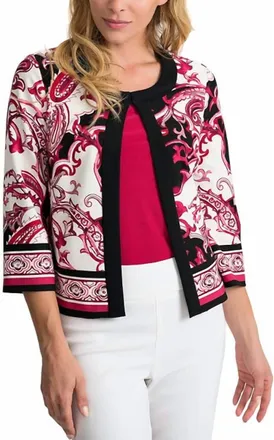 Joseph Ribkoff Hook Eyed Cardigan In Pink/multi