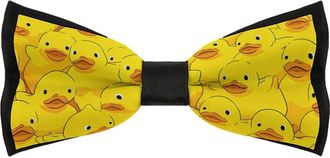 Generic Yellow Ducks Bow Ties for Men Pre Tied Adjustable Clip On Necktie for Wedding Party