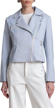 Bagatelle Stripe Moto Jacket in Blue White Stripe at Nordstrom Rack, Size X-Large