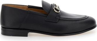 Ferragamo Zwarte leren loafers met Gancini-detail - Dames - Loafers - Zwart - 35 1/2 EU - Schoenen