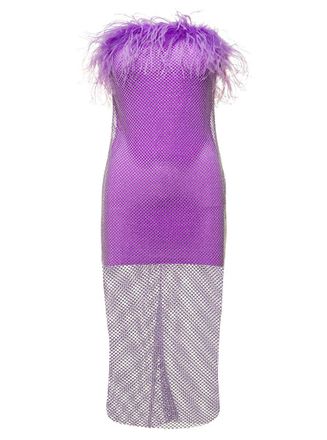 Giuseppe Di Morabito Mini Purple Dress With Feather Trim And Rhinestone Embellishment In Polyamide Woman
