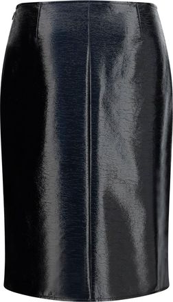 Courr&egrave;ges Womens Skirt Vinyl Midi Black Cotton