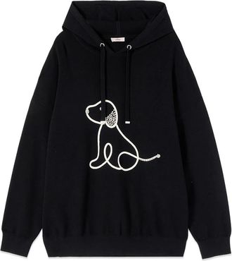 Oltre Hooded sweater met kristalborduurwerk - Dames - Hoodies - Zwart - M - Katoen - Hoodies & sweatvesten