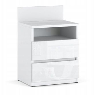 OEM Mesita De Noche Mesita De Noche Blanca Brillante 40cm 2s Estante Loft Muebles De Dormitorio