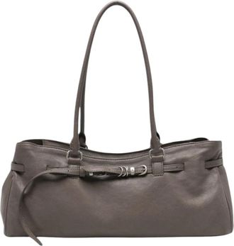 Marge Sherwood Soft Boston Bag - Dames - Schoudertassen - Grijs - ONE Size - Leer - Tassen