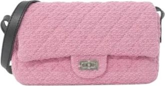 Chanel Pre-owned Vintage Tweed Schoudertas - Dames - Vintage Schoudertas - Roze - ONE Size - Tweed - Vintage