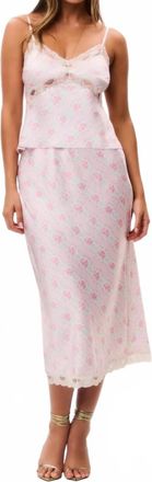LoveShackFancy Castle Floral Satin Maxi Skirt In Lady Blossom