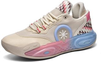 Generic Mens Basketball Shoes Breathable Anti Slip Shock-Absorbing Sports Training Boots Walking Shoes(Beige,5.5 UK)