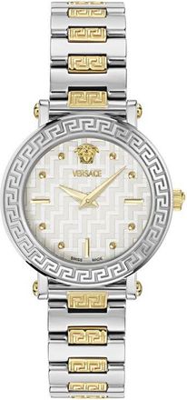Versace Greca Sphere Petite Bracelet Watch, 30mm in White/Two Tone at Nordstrom